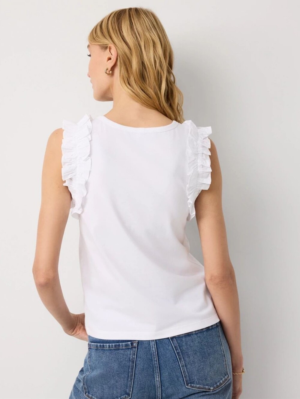 WHBM | Ruffle Trim Tank Color: white - Picture 4 of 11